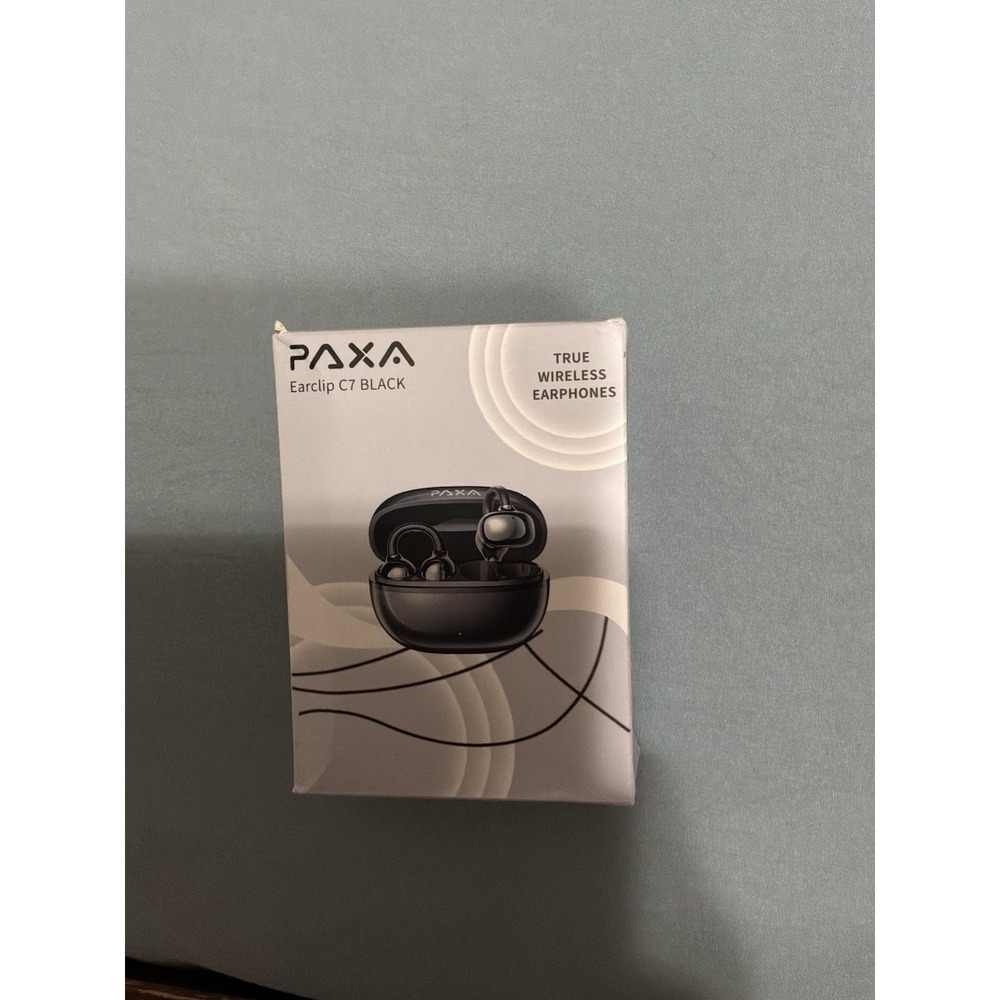 Paxa Earclip C7 Wireless Earbuds Black with Charging Case Open Box Never Used